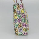 CHANEL Tote Bag Nylon White Silver CC Auth 130496-4