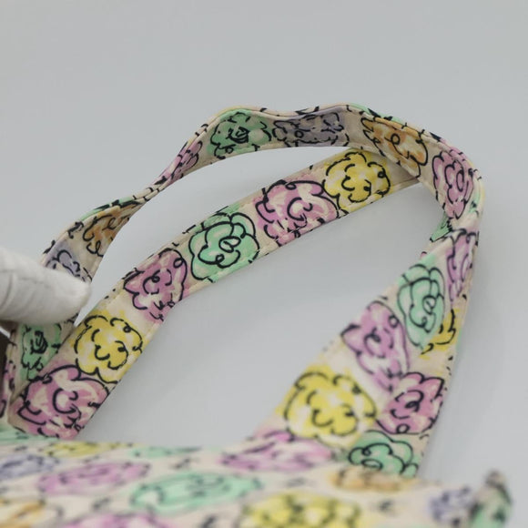 CHANEL Tote Bag Nylon White Silver CC Auth 130496