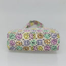 CHANEL Tote Bag Nylon White Silver CC Auth 130496-5