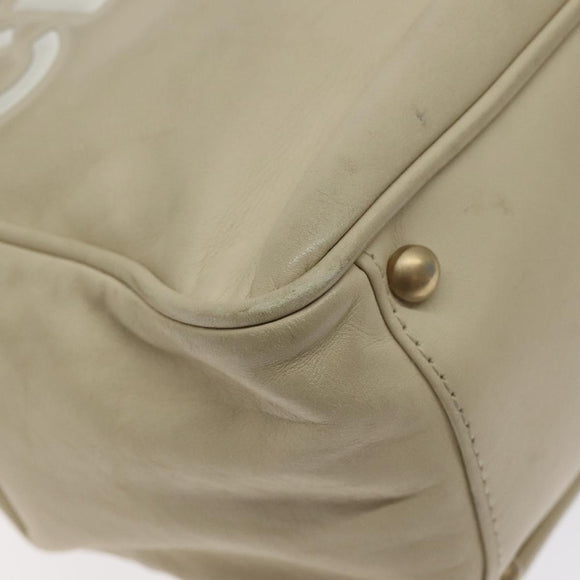 CHANEL Camelia Tote Bag Lamb Skin Beige Gold CC Auth 130497