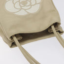 CHANEL Camelia Tote Bag Lamb Skin Beige Gold CC Auth 130497-6
