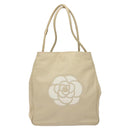 CHANEL Camelia Tote Bag Lamb Skin Beige Gold CC Auth 130498-2