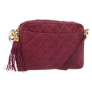 CHANEL Matelasse Shoulder Bag Suede Pink Gold CC Auth 130499-1