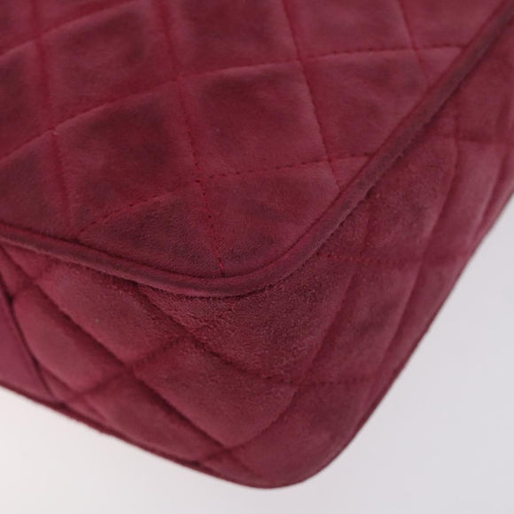 CHANEL Matelasse Shoulder Bag Suede Pink Gold CC Auth 130499