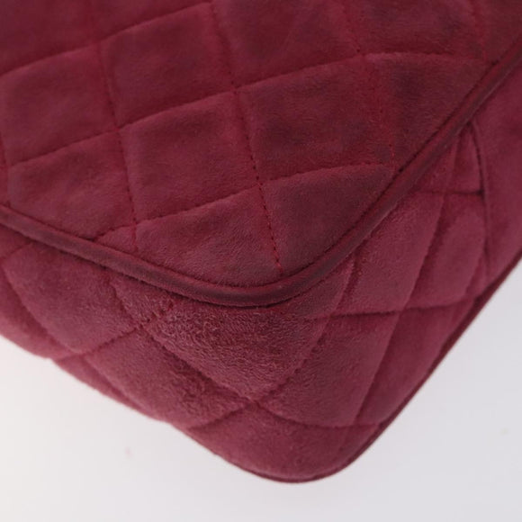 CHANEL Matelasse Shoulder Bag Suede Pink Gold CC Auth 130499