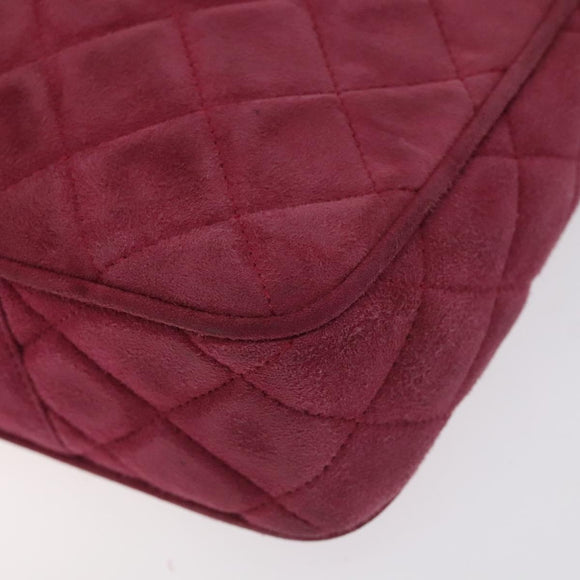 CHANEL Matelasse Shoulder Bag Suede Pink Gold CC Auth 130499
