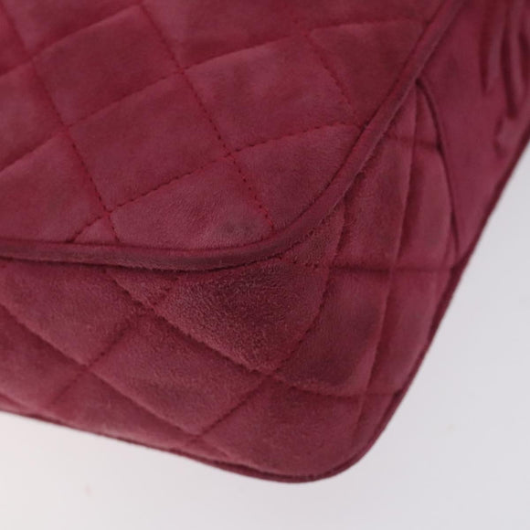 CHANEL Matelasse Shoulder Bag Suede Pink Gold CC Auth 130499