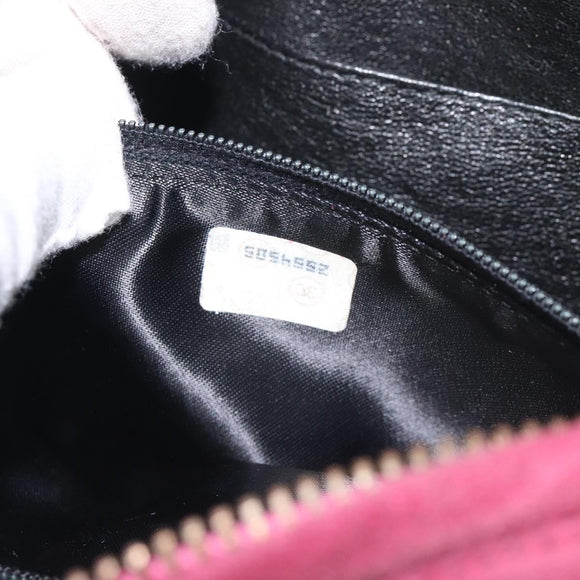 CHANEL Matelasse Shoulder Bag Suede Pink Gold CC Auth 130499