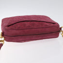 CHANEL Matelasse Shoulder Bag Suede Pink Gold CC Auth 130499-6