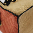 CHANEL Matelasse Chain Hand Bag Raffia Orange Gold CC Auth 130503-14