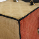 CHANEL Matelasse Chain Hand Bag Raffia Orange Gold CC Auth 130503-15