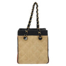 CHANEL Matelasse Chain Hand Bag Raffia Orange Gold CC Auth 130503-13