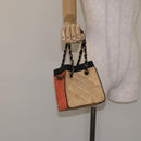 CHANEL Matelasse Chain Hand Bag Raffia Orange Gold CC Auth 130503-21