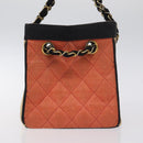 CHANEL Matelasse Chain Hand Bag Raffia Orange Gold CC Auth 130503-3