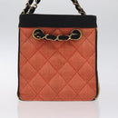 CHANEL Matelasse Chain Hand Bag Raffia Orange Gold CC Auth 130503-4