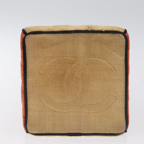 CHANEL Matelasse Chain Hand Bag Raffia Orange Gold CC Auth 130503