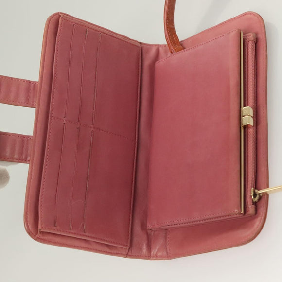 CHANEL Clutch Bag Enamel Pink Gold CC Auth 130506