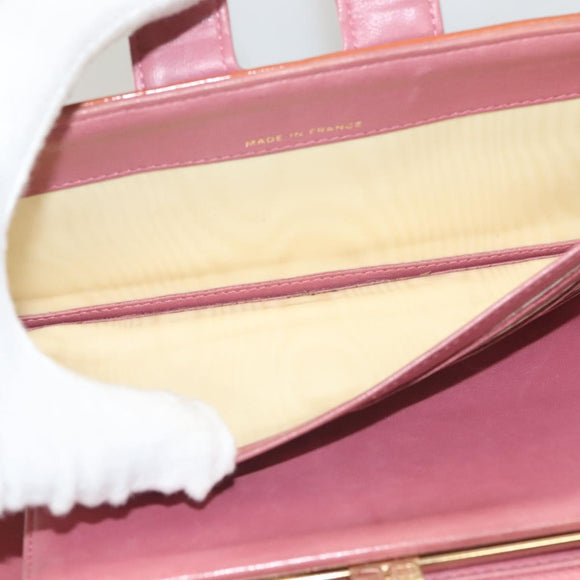 CHANEL Clutch Bag Enamel Pink Gold CC Auth 130506