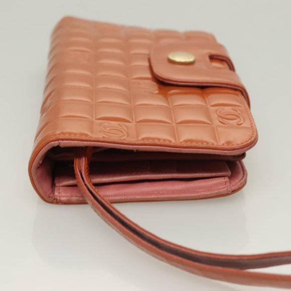 CHANEL Clutch Bag Enamel Pink Gold CC Auth 130506