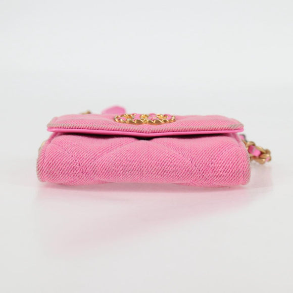 CHANEL Matelasse Chain Shoulder Bag Canvas Pink Gold CC Auth 130507M