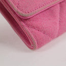 CHANEL Matelasse Chain Shoulder Bag Canvas Pink Gold CC Auth 130507M-11