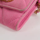 CHANEL Matelasse Chain Shoulder Bag Canvas Pink Gold CC Auth 130507M-12