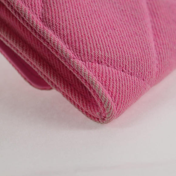 CHANEL Matelasse Chain Shoulder Bag Canvas Pink Gold CC Auth 130507M