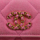 CHANEL Matelasse Chain Shoulder Bag Canvas Pink Gold CC Auth 130507M-15