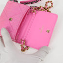 CHANEL Matelasse Chain Shoulder Bag Canvas Pink Gold CC Auth 130507M-16