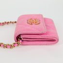 CHANEL Matelasse Chain Shoulder Bag Canvas Pink Gold CC Auth 130507M-4