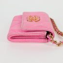 CHANEL Matelasse Chain Shoulder Bag Canvas Pink Gold CC Auth 130507M-5
