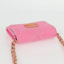 CHANEL Matelasse Chain Shoulder Bag Canvas Pink Gold CC Auth 130507M-6