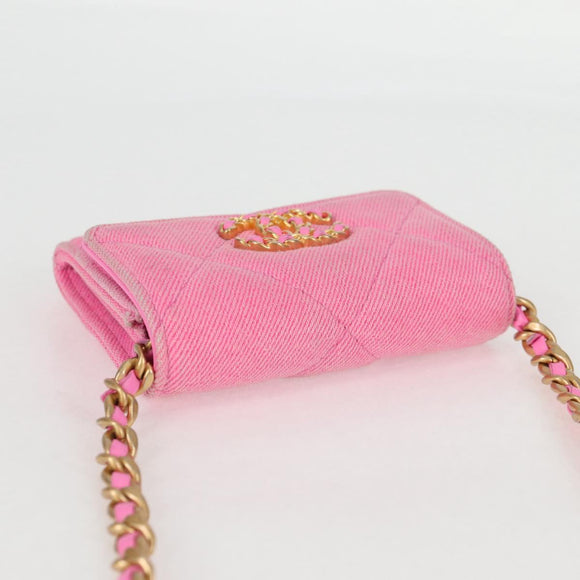 CHANEL Matelasse Chain Shoulder Bag Canvas Pink Gold CC Auth 130507M