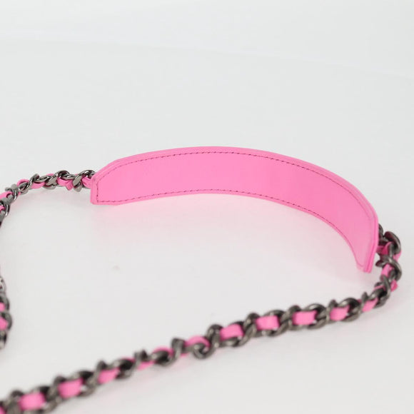 CHANEL Matelasse Chain Shoulder Bag Canvas Pink Gold CC Auth 130507M