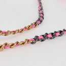 CHANEL Matelasse Chain Shoulder Bag Canvas Pink Gold CC Auth 130507M-9