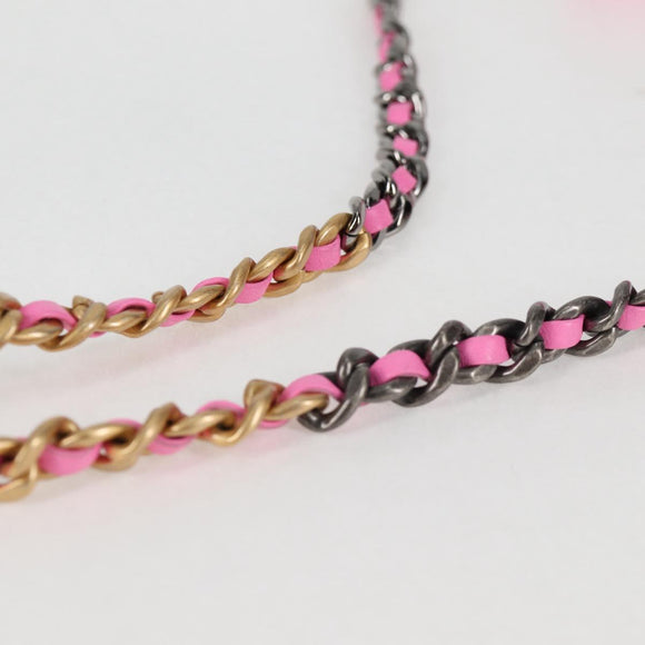 CHANEL Matelasse Chain Shoulder Bag Canvas Pink Gold CC Auth 130507M