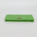 FENDI Chain Shoulder Wallet Leather Green Gold Auth 130512M-6