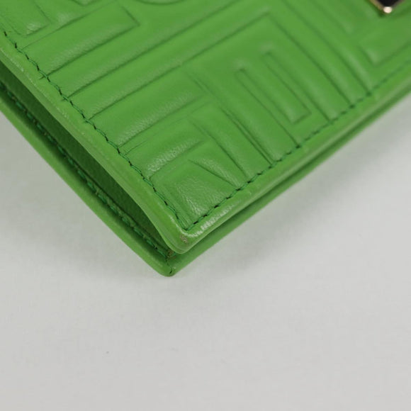 FENDI Chain Shoulder Wallet Leather Green Gold Auth 130512M