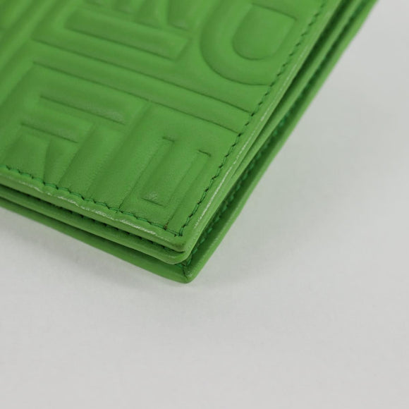 FENDI Chain Shoulder Wallet Leather Green Gold Auth 130512M