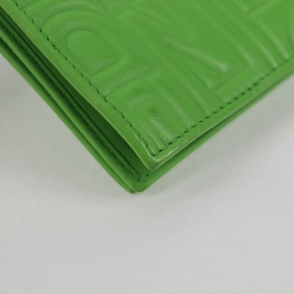 FENDI Chain Shoulder Wallet Leather Green Gold Auth 130512M