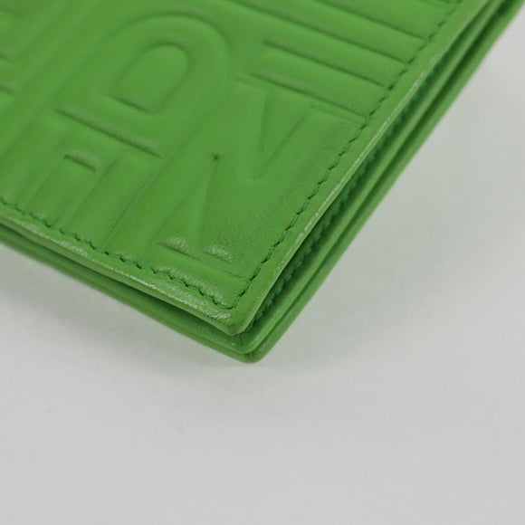 FENDI Chain Shoulder Wallet Leather Green Gold Auth 130512M