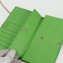 FENDI Chain Shoulder Wallet Leather Green Gold Auth 130512M-21