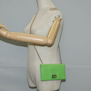 FENDI Chain Shoulder Wallet Leather Green Gold Auth 130512M-23