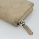 CHANEL Matelasse Long Wallet Suede Beige Silver CC Auth 130516-16