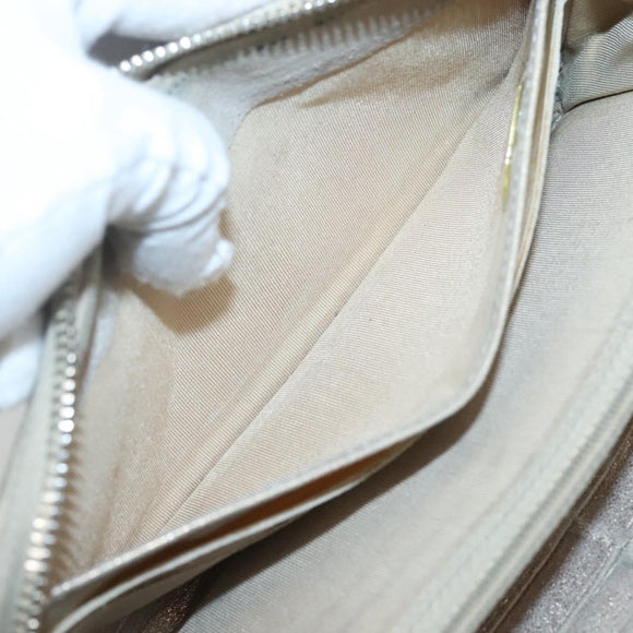 CHANEL Matelasse Long Wallet Suede Beige Silver CC Auth 130516