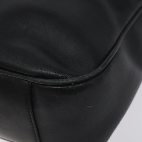 GUCCI Bamboo Hand Bag Leather Black Gold 001 1638 3754 Auth 130571