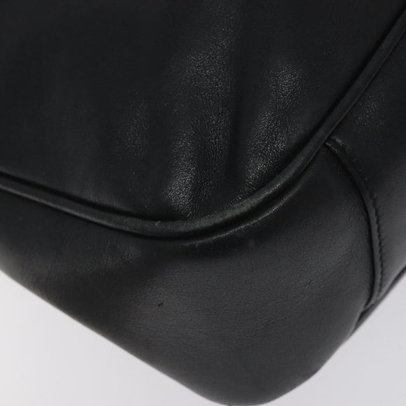 GUCCI Bamboo Hand Bag Leather Black Gold 001 1638 3754 Auth 130571