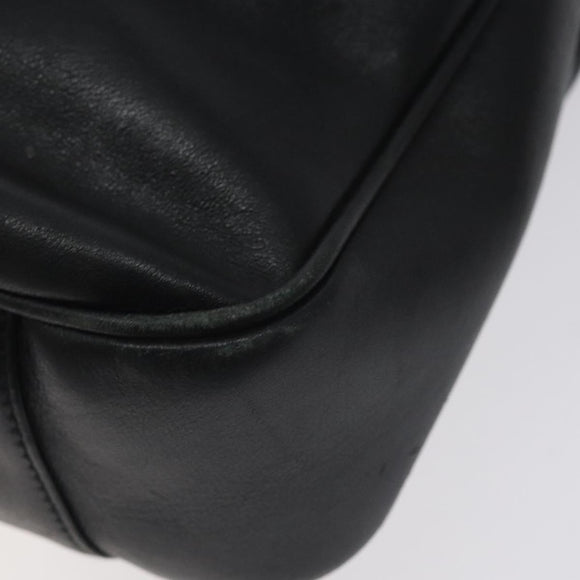 GUCCI Bamboo Hand Bag Leather Black Gold 001 1638 3754 Auth 130571