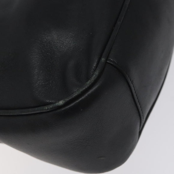 GUCCI Bamboo Hand Bag Leather Black Gold 001 1638 3754 Auth 130571