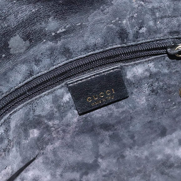GUCCI Bamboo Hand Bag Leather Black Gold 001 1638 3754 Auth 130571